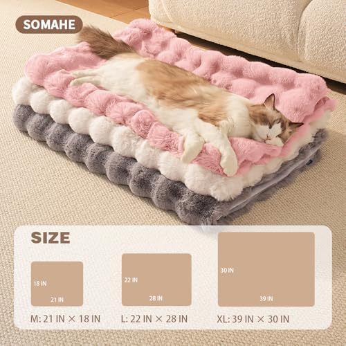 SOMAHE Soft Faux Fur Cat Blanket, Washable, Small 22x18 Soft Pink