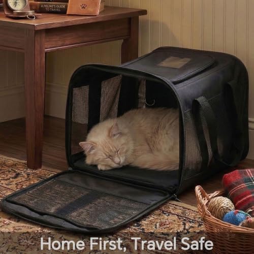 Conlun Dog Carrier Soft Sided, Large Cat Carrier up to 20 Lbs,Pink L | with Inner Safety Leash, Pet Transport Carrier for Large Cats and Medium Dog, Collapsible Puppy Carrier Bag