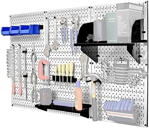 Wall Control 30-WRK-400WB Standard Workbench Metal Pegboard Tool Organizer,White/Black