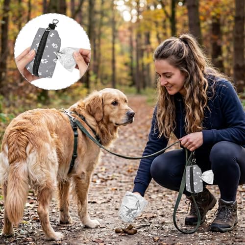 Dog Poop Bag Holder for Leashes with Zippered - Paws & Bones