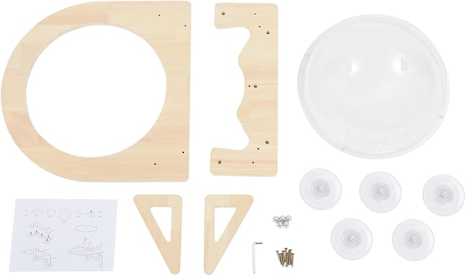 Wall-Mounted Clear Cat Bed Space Capsule - Modern Wooden Cat Wall Shelves for Indoor Cats with Strong Suction Cups, Holds Up to 16.5 lbs