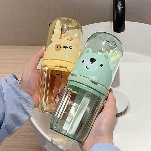 Cute Toothbrush Travel Case for Kids with Detachable Handle, Portable Cute Toothbrush Holder, Multifuction Toothbrushes Toothpaste Storage Box for Camping Travel or Home Use (Green)