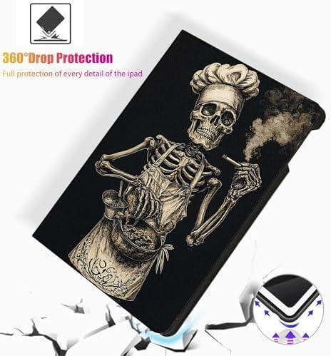 for Microsoft Surface Pro X/Pro X Plus-13 2019/2020/2021/2024 Tablet Case,Auto Wake/Sleep,Adjustable Stand Protective Cover - Skeleton Chef