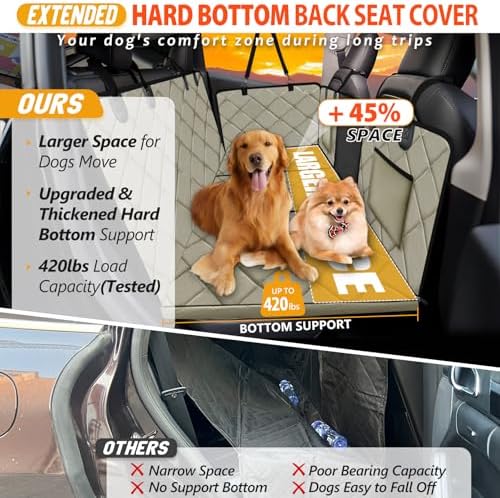 Hard Bottom Dog Car Seat Cover for Back Seat, Backseat Extender