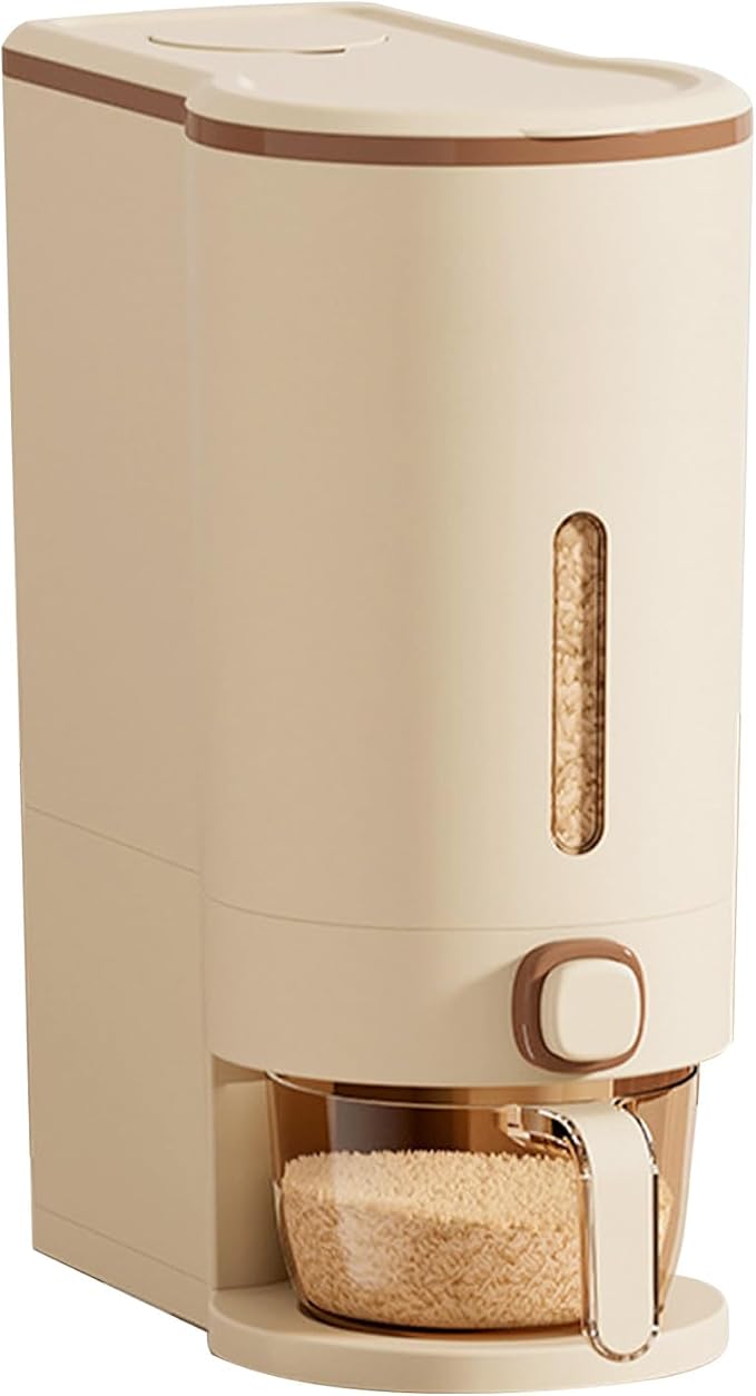 AYNEFY Brown Rice Dispenser, 22lb Sealing Rice Bin with Transparent Window, Detachable Food Storage Bins, Large Space Grain Dispenser Rice Bin for Kitchen