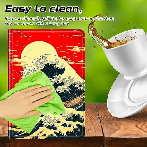 Universal Tablet Case for T-Mobile Revvl Tab 2 10.1" 2025/Revvl Tab 5G 10.36" 2023, 360 Degree Rotating Kickstand Protective Stand PU Leather Shell Cover for 9"-10.5", Red Sky Waves