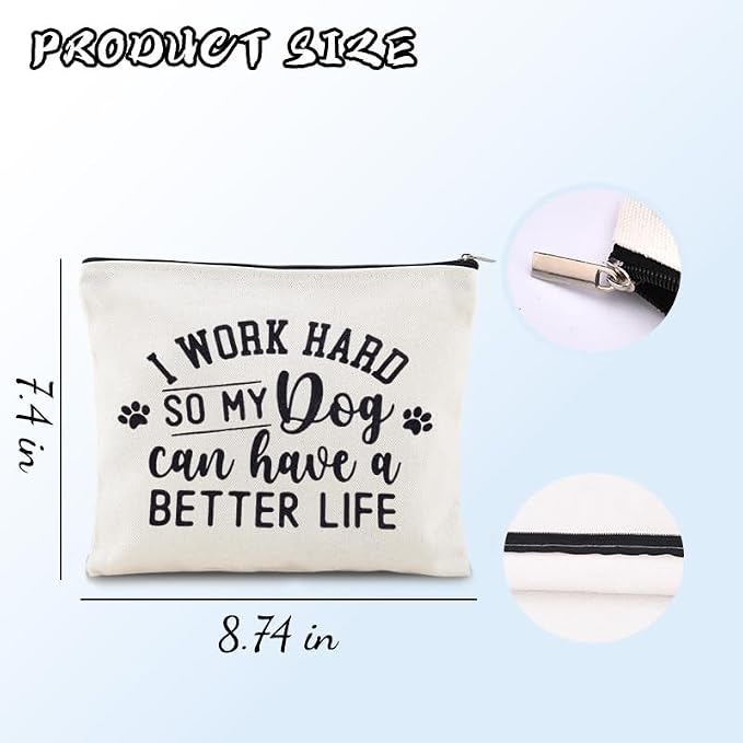 Sisadodo Dog Mom Storage Bag with Zipper for Travel Makeup Cosmetic Bags for Dogs Dad Brithday Christmas Gifts for Dog Lovers Travel Canvas Bags for Doggie Things Bag Organizer Pouch