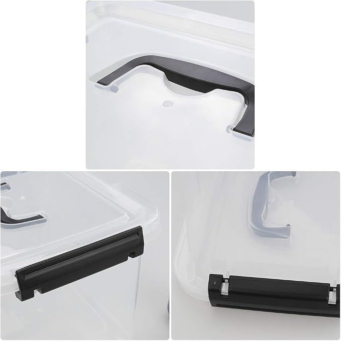 4-Pack Clear Storage Boxes, 5 L Plastic Storage Latch Box