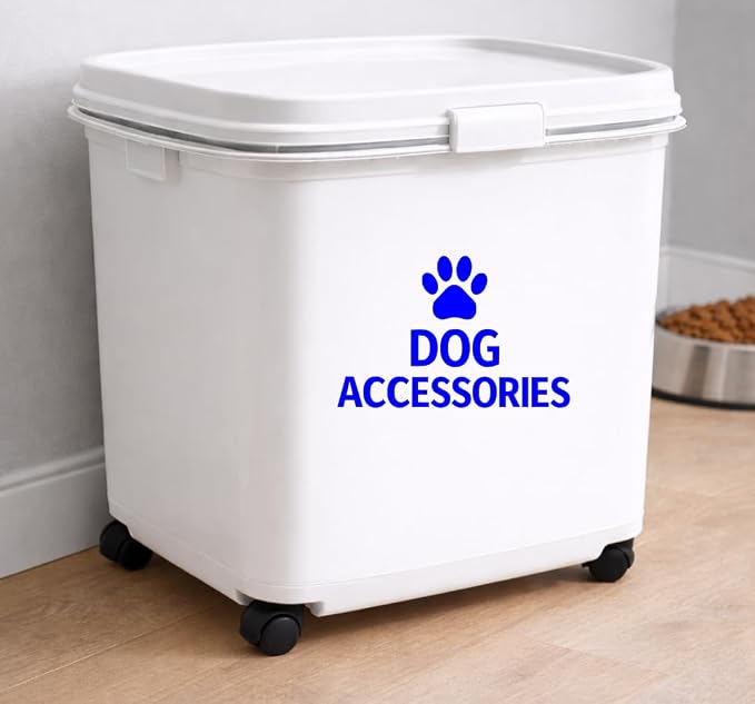 Dog Accessories Vinyl Decal – Waterproof Storage Label Sticker for Pet Organizer Bin Container (Blue)