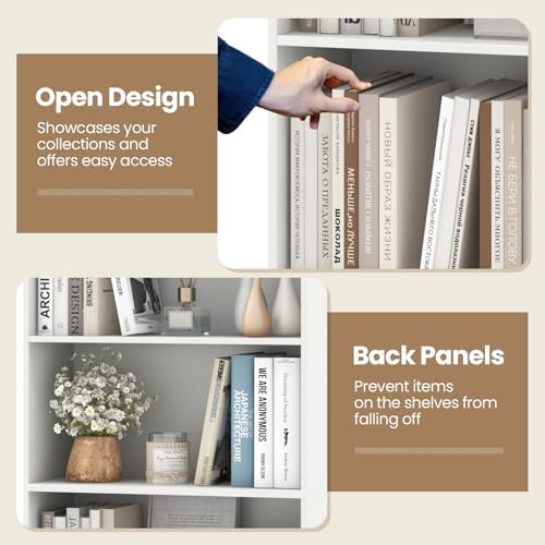 Giantex 6-Tier Bookcase, 70" Tall Wooden Bookshelf, Freestanding Storage Organizer w/Open Shelves, Anti-Tipping Kits, Modern Floor Standing Display Shelves for Living Room, Bedroom (1,White)