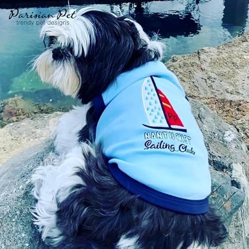 Parisian Pet Dog Shirt – 100% Cotton Shirts for Medium Dogs – Nautical Sleeveless Puppy Vest – Lightweight and Breathable Pet Apparel – Pullover Summer Dog Clothes - Stretchy Funny T Shirts for Dogs