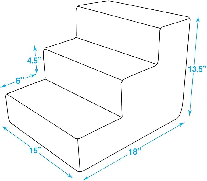 Best Pet Supplies Dog Stairs & Steps - Foam Steps for Small Dogs & Cats, Non-Slip Indoor Balanced Pet Step Support, Dog Ramp, No Assembly, Pale Teal, 3-Step (13.5-inch Height)