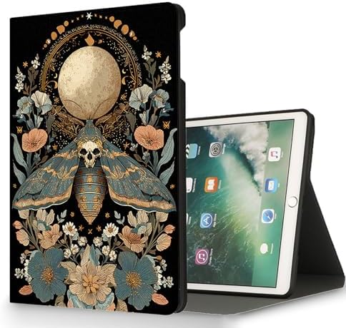 for Microsoft Surface Go 4/3/2/1-10.5" 2021 Tablet Case,Auto Wake/Sleep,Adjustable Stand Protective Cover - Skull Moth Moon Flower