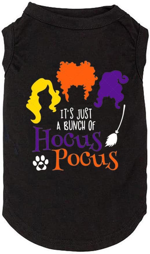 Funy Pumpkin T-Shirt Cute Ghost Dog Bone Print Shirt & Vest - Puppy to Large, Black