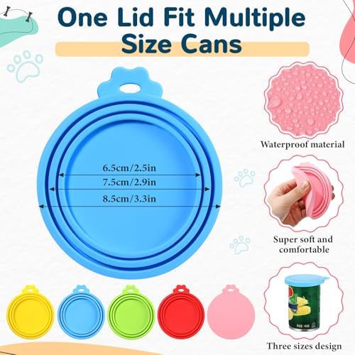 Uiifan 8 Pcs Cat Food Can Covers Lids Set, Silicone Pet Food Can Lids with Multi-Function Cat Foods Spoon and Opener, Silicone Wet Foods Spoon for Cats and Dogs(Multicolor)