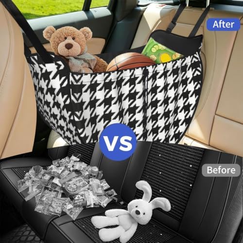 Classic textures Car Seat Organizer-Backseat Storage Bag for Travel | Waterproof Durable. Holds Snacks Gear Essentials. Fits Most Cars.