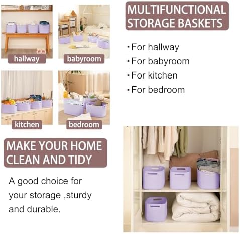 OIAHOMY 4 Pack Storage Baskets for Organizing 15L Cube Storage Bins Purple