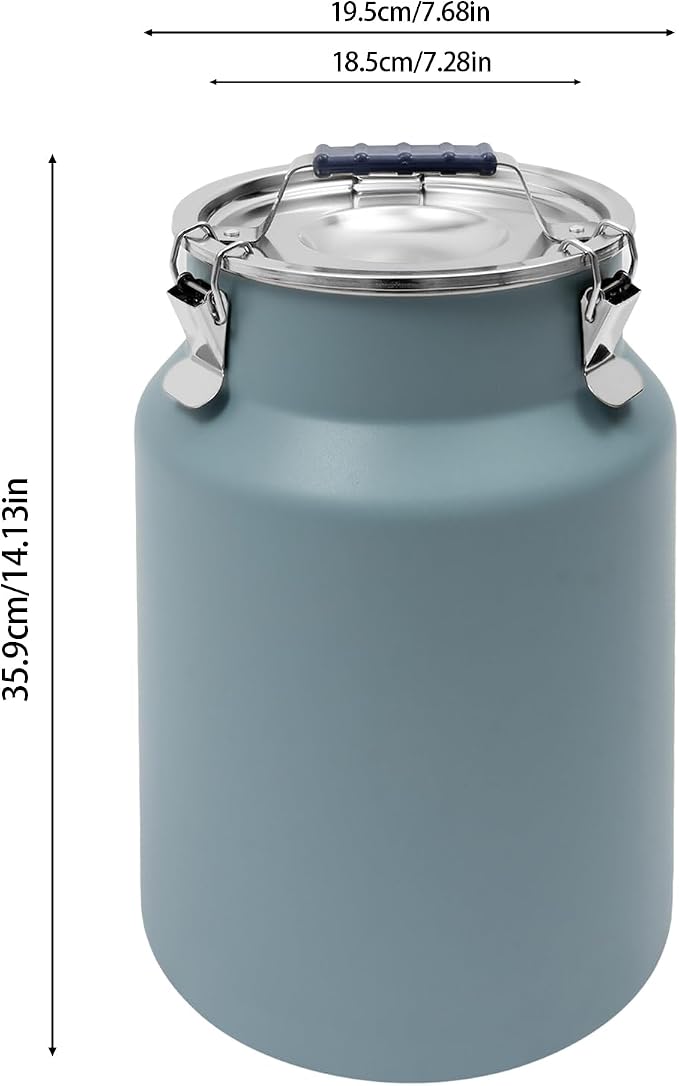 12L Stainless Steel Rice Storage Container with Airtight Lid&Handle, Blue | Secure 3-Buckle Locking Lid, Portable Handle and Wide Opening, Stores Rice, Flour, Pet Food, Tea, Oil, Milk, Grains