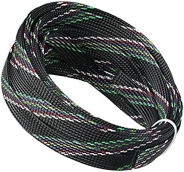 Jutagoss PET Expandable Braided Cable Sleeve, 16.4ft - 1/2 inch Multicolor Cable Management Sleeve, Wire Loom Tube Cord Protector for USB Cable, Power Cord, Audio Video and More, 1Pc