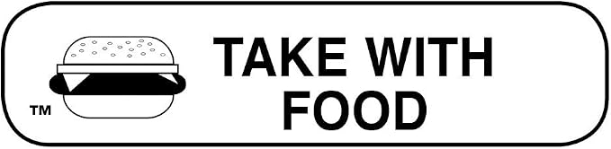 Apothecary Products Pharmacy Advisory Labels, “Take with Food” Medicine Reminders, White Prescription Stickers, 1000 Count