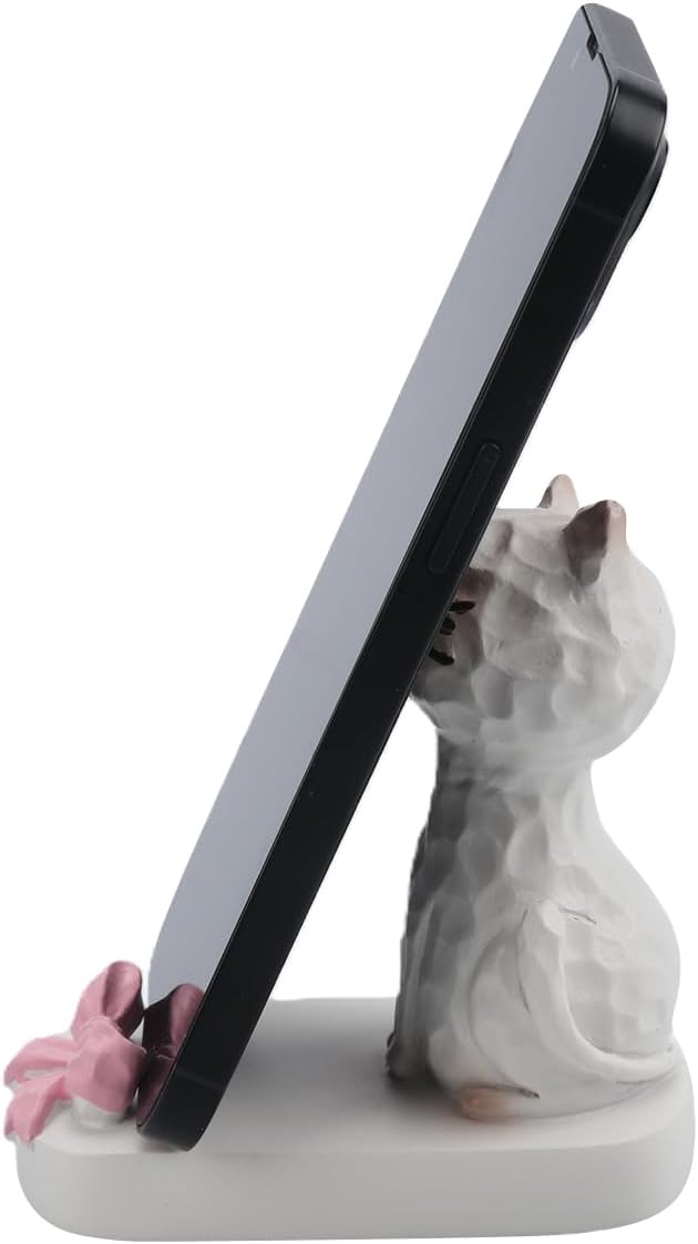 Cute Kitten Phone Stand Adorable Sitting Cat Phone Holder Cartoon Animal Mobile Holder Tablet Stand Cat Desk Ornament