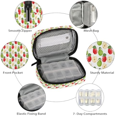 Pill Organizer Box Autumn Orchard Harvest Apples 7-Day Weekly Medicine Pill Case Travel Pill Container Portable Pill Holder Storage Purse Bag Small Compact Size for Vitamin Supplement Birth Control