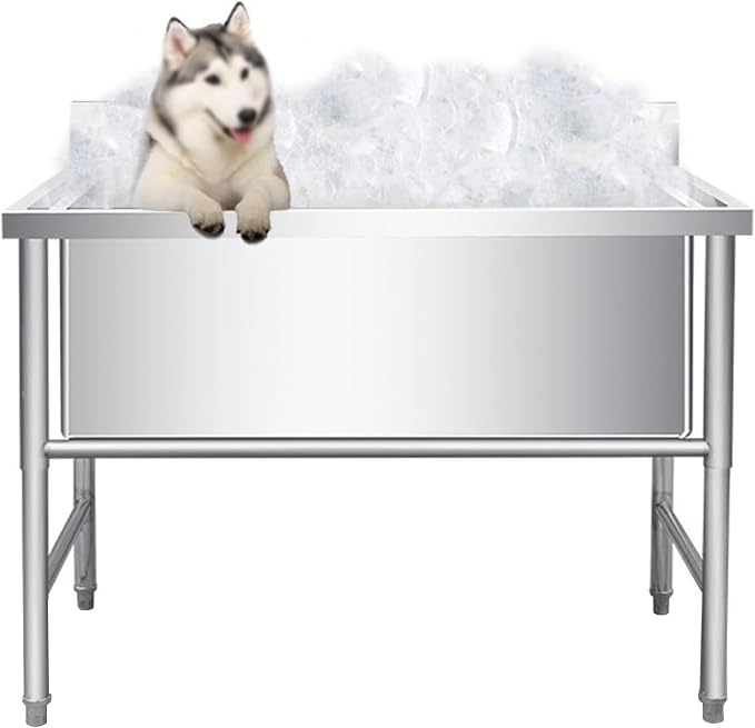 Stainless Steel Professional Pet Dog Grooming Bath Tub,Large Dog Bathtub Dog Bathing Station for Home,Pet Washing Station Sink Shower,Small Dog Washing Station,Sliding Door,Depth-50cm,120 * 70 * 90cm