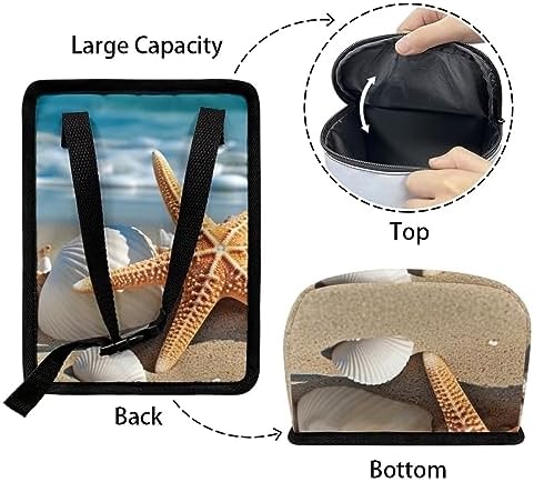 DISNIMO Beach Starfish Sea Shell Car Trash Can with Lid Cute Car Accessories Leak Proof Car Trash Bag Hanging Car Garbage Can Multipurpose Storage Container for Back Seat Road Trip
