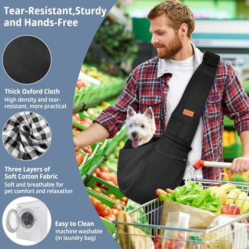 CUBY Dog and Cat Sling Carrier - Hands Free Reversible Pet Papoose Bag - Soft Pouch and Tote Design - Suitable for Puppy, Small Dogs Cats Outdoor
