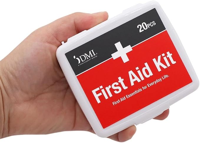 DMI First-Aid Kit, Mini 20-Piece Kit, Small and Compact All-Purpose Use for Minor Cuts and Scrapes, Durable Water-Resistant Case, Convenient and Portable, White (Pack of 3)