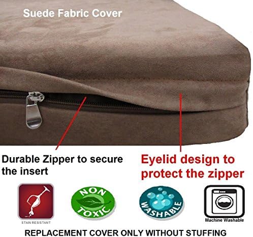 Dogbed4less Premium HeadRest Orthopedic Cooling Memory Foam Dog Bed for Extra Large Dogs with Waterproof Lining and Washable Suede Brown Cover, Jumbo 55X47X4