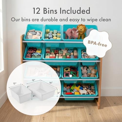 Humble Crew Kids Toy Organizer with 12 Bins, 4 Tier Storage for Playroom