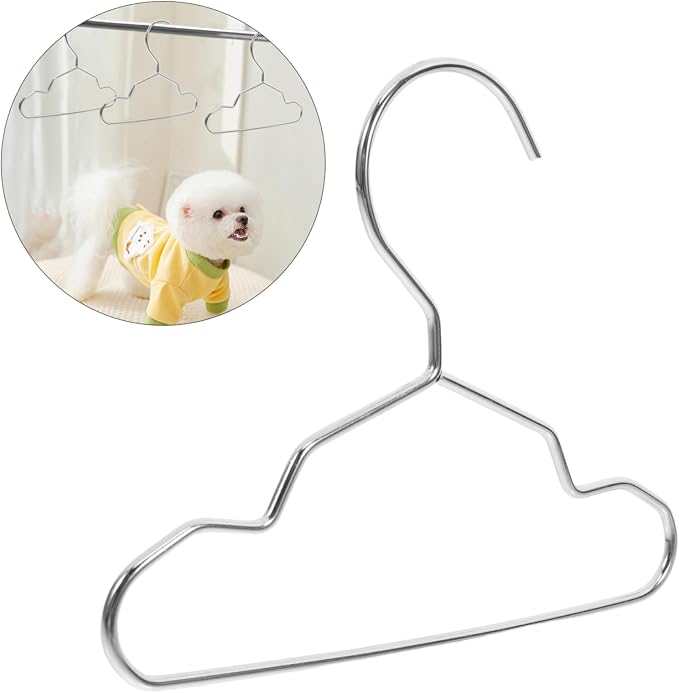 Cabilock 10-Pack Small Dog and Cat Clothes Hangers Metal PET Closet Organizer Non-Slip Coat Rack for Dog and Cat Apparel Mini Garment Drying Hangers