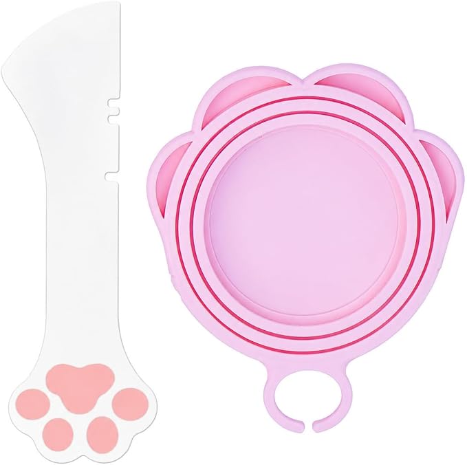 Meow&Woof Cat Food Can Lid and Spoon, BPA Free Cover for Animal Wet Food Storage, Reusable Topper for 3/5 /5.1/5.5/12/ 13 oz Cans Refrigerator Fresh Wash Machine Apply