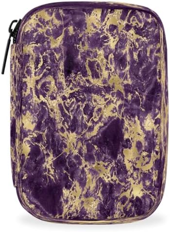 Pill Organizer Box Purple and Gold 7-Day Weekly Medicine Pill Case Travel Pill Container Portable Pill Holder Storage Purse Bag Small Compact Size for Vitamin Supplement Birth Control