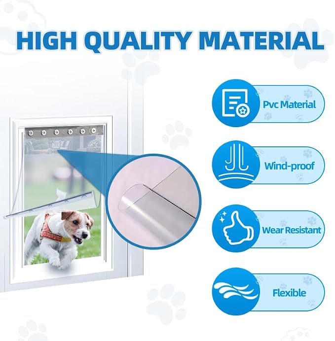 Dog Door Replacement Flap, 24" x 15" Flexible Pet Door Replacement Flap | Compatible with Super Large Dog Door, Weather Resistant Doggie Door Replacement Flap Fits Pets Up to 120 Lbs