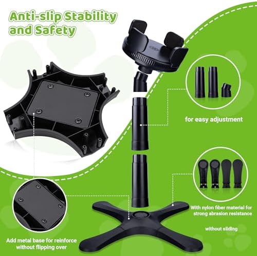 Dog Bowls Elevated Adjustable Stand, Raised Bowl with 3 Heights & Tilted Feeding Stand, Compatible with Various Bowls, for Medium & Large Breeds (with Bowl) Black