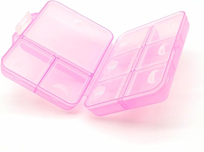 Airtight Pill Organizer Box, Large Size Daily Medicine Dispenser | Home Travel Essential Supplement Holder Pill Reminder, Portable Weekly Vitamin Fish Oil 9 Compartment Capsule Container, Pink