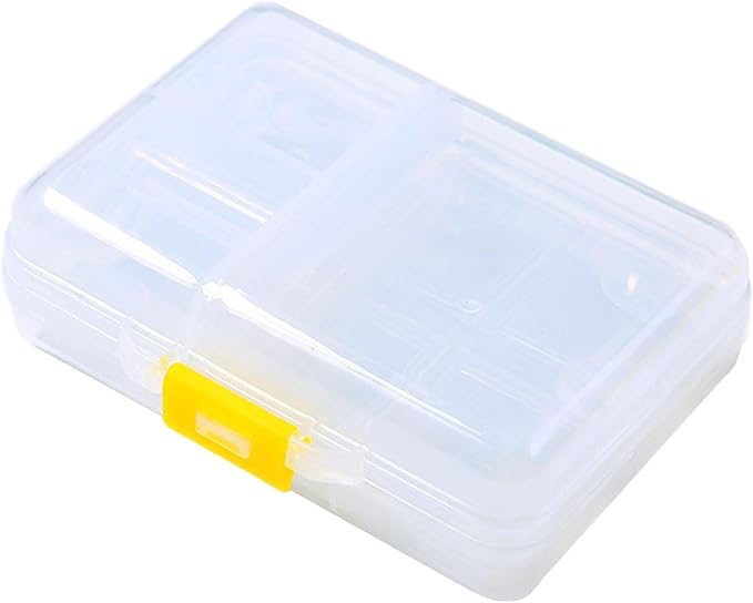 Large Travel Pill Organizer Box, Daily Medicine Dispenser Reminder | 9 Compartment Weekly Supplement Pill Holder Planner, Double Seal Portable Vitamin Fish Oil Capsule Container, Transparent