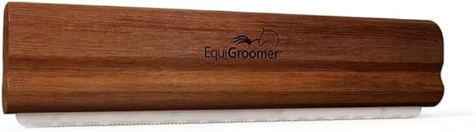 EquiGroomer Deshedding Brush, 8-Inch for Horses and Large Pets, Removes Loose Dirt, Hair, and Fur, Professional Undercoat Grooming Tool, Natural Mahogany