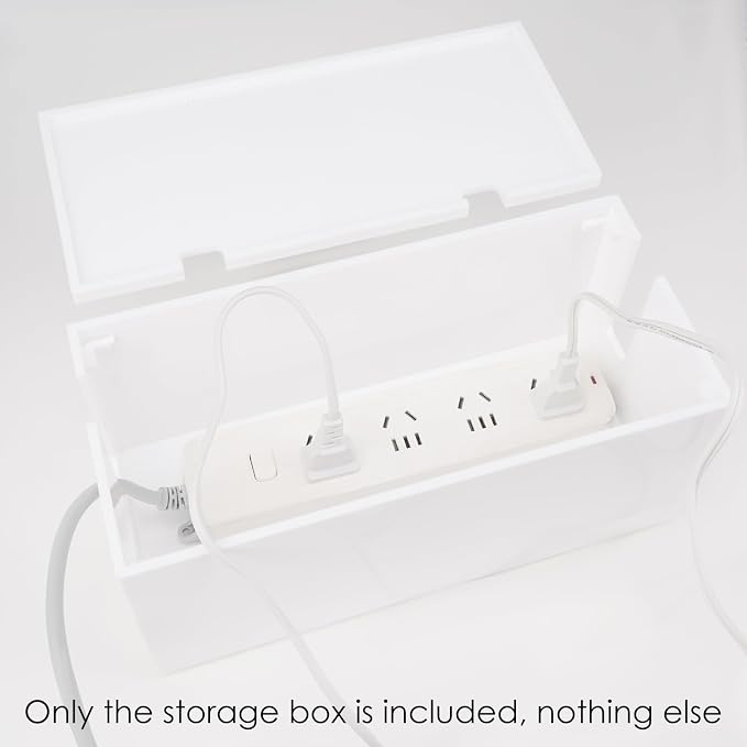Linkidea Bathroom Cable Organizer Box for Electric Toothbrush & Razor Chargers, Cord Hider Storage Case, Countertop Clutter-Free Vanity Organizer (White)