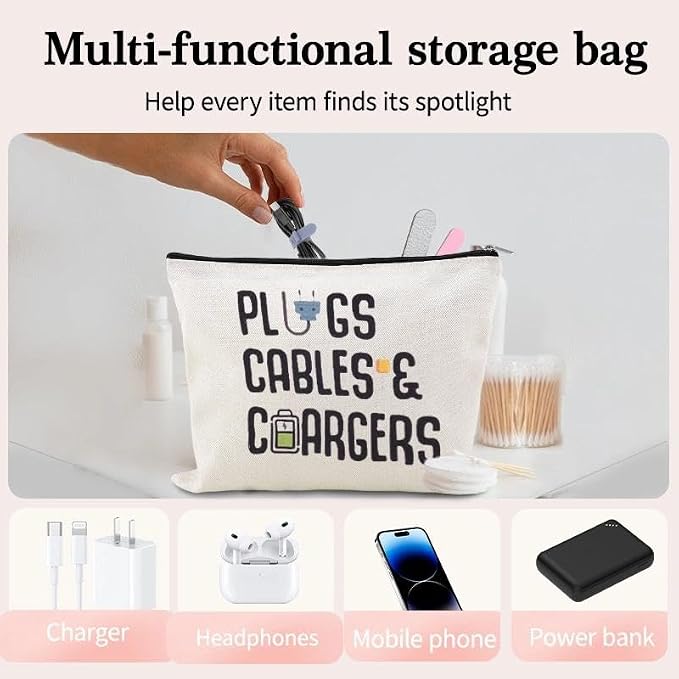 Travel Charger Organizer Bag for Cords and Cables Plug Charging Bag Earphone Storage Pouch Small Electronic Makeup Bags Wire Charge Holder Pouch with Zipper Usb Pouches for Travel Gifts for Men Women