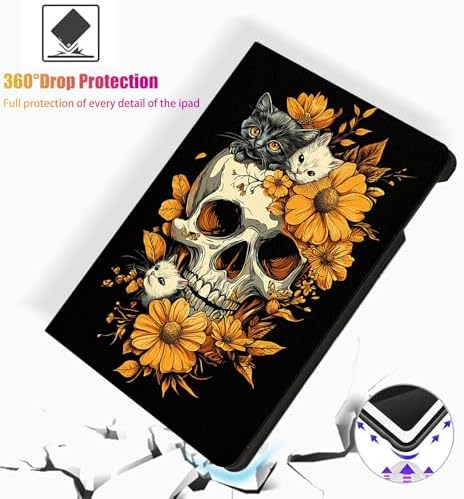 for Microsoft Surface Go 4/3/2/1-10.5" 2021 Tablet Case,Auto Wake/Sleep,Adjustable Stand Protective Cover - Skull Cat