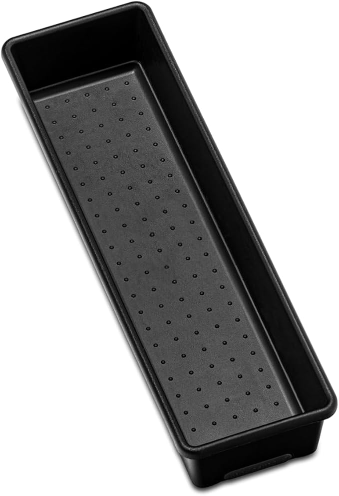 madesmart Classic 13 x 4 Long Drawer Organizer, Carbon | non slip feet, rounded corners, open compartment, soft grip lining, utensils tools supplies, office craft items, woman owned