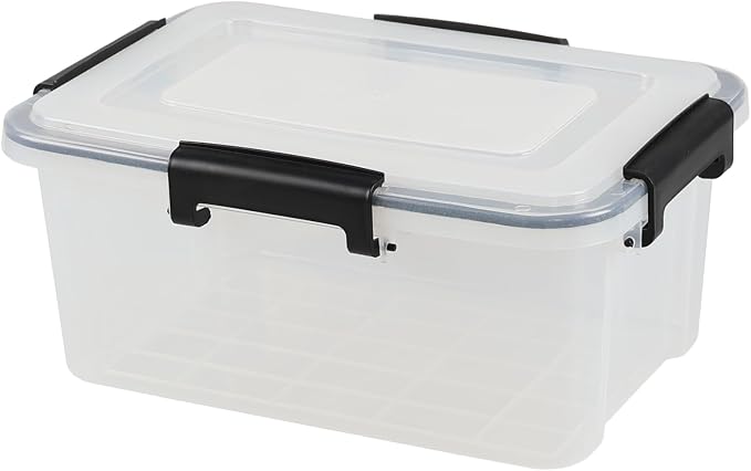 Plastic Storage Bins With Gasket Seal Lids, 12 Qt, 6 Pack | Clear Storage Container Boxes, BPA-Free Plastic, for Pantry, Closet, Garage