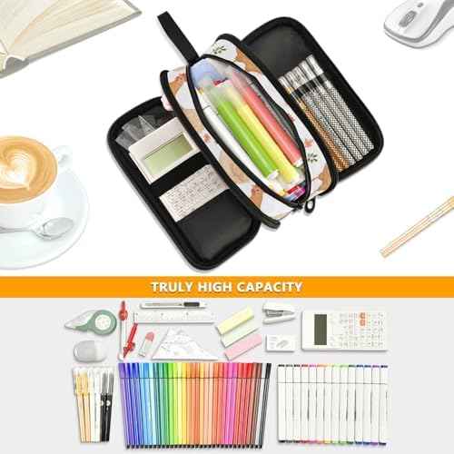 KLL Custom Large Capacity Pencil Case Organizer Teacher Pencil Pen Case Cosmetic Makeup Preppy School Supplies Portable Sweet Pet Chicken White