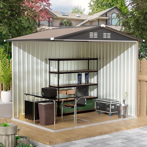 7.4FT x 5.3FT Storage Garden shed with Apex Roof for Patio Backyard use Galvanized Steel Tool Sheds Storage House