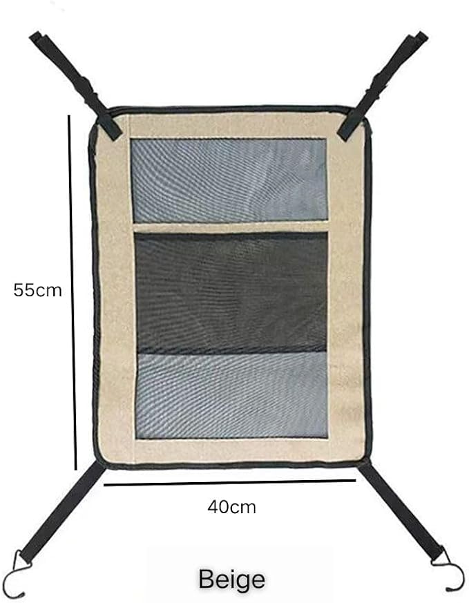Dog Car Barrier for VW Caddy 2003-2020, Seat Separator Dogs Kids 2 in 1 Mesh Pet Travel Safety Divider Storage Pockets Kid Partition Seat Blocker,Beige