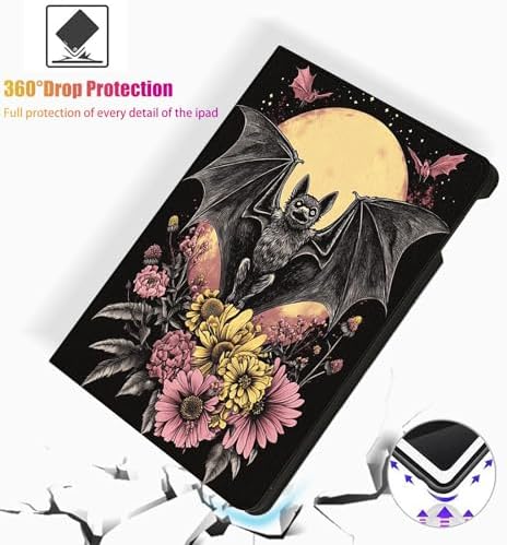 for Microsoft Surface Pro X/Pro X Plus-13 2019/2020/2021/2024 Tablet Case,Auto Wake/Sleep,Adjustable Stand Protective Cover - Bat Moon
