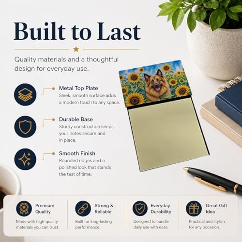 Caroline's Treasures Belgian Tervuren in Sunflowers Watercolor Sticky Note Holder Refillable Dispenser Desk Accessory 3x3 Pad Gift